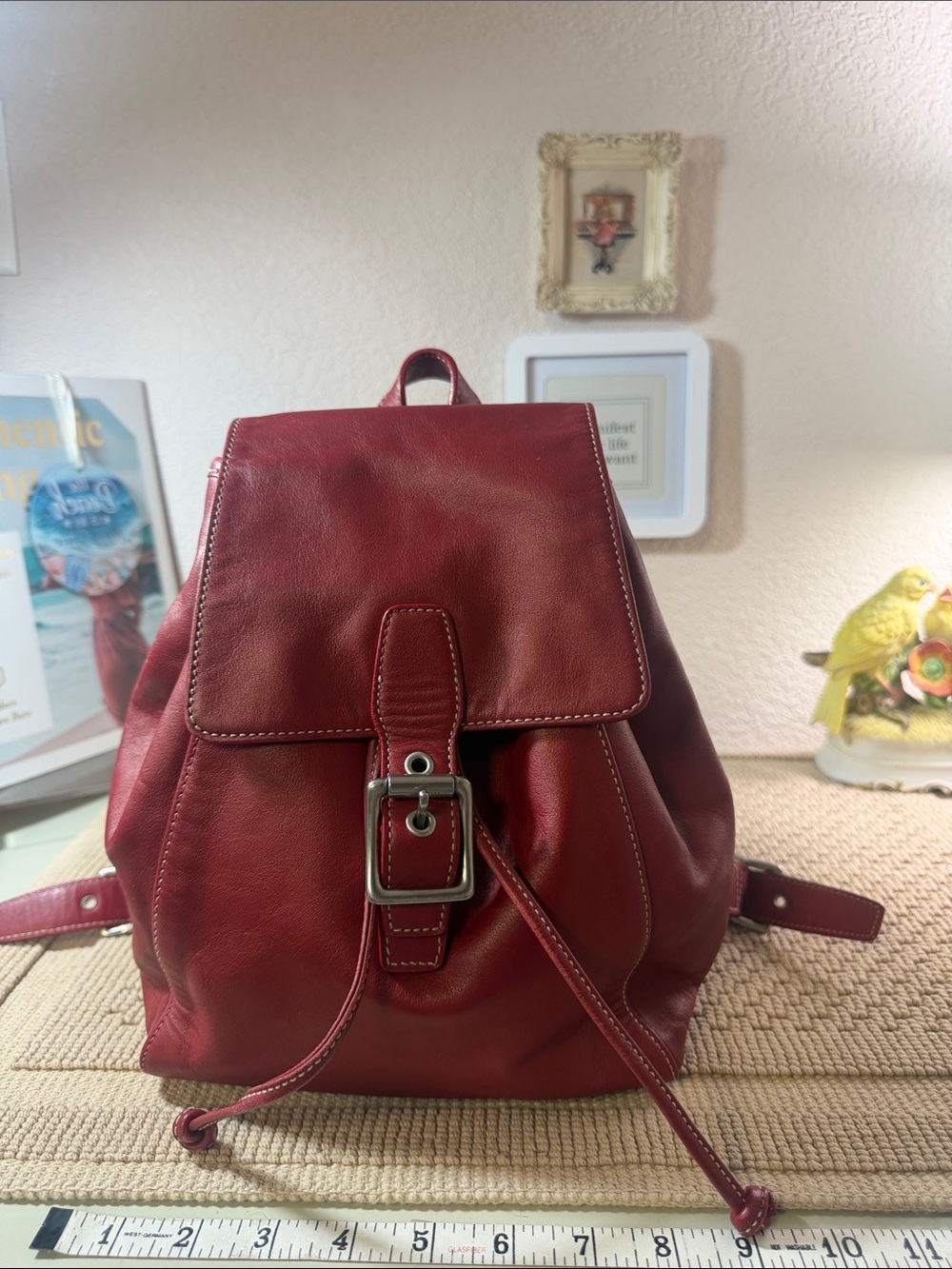 Vintage Coach Legacy Leather Backpack Purse Red